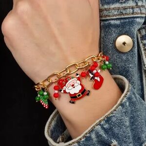 Jingle Bells & Santa Charms Christmas Bracelet